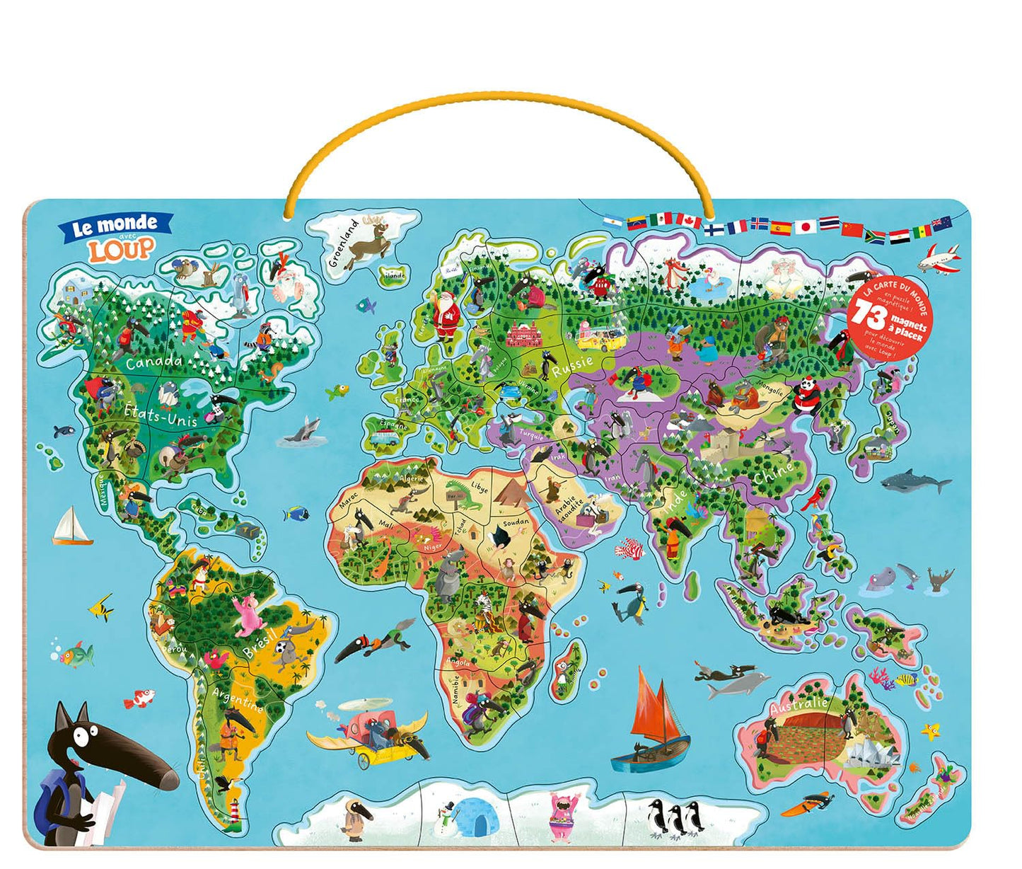 Ma carte du monde magnétique en puzzle - Je découvre le monde avec Loup