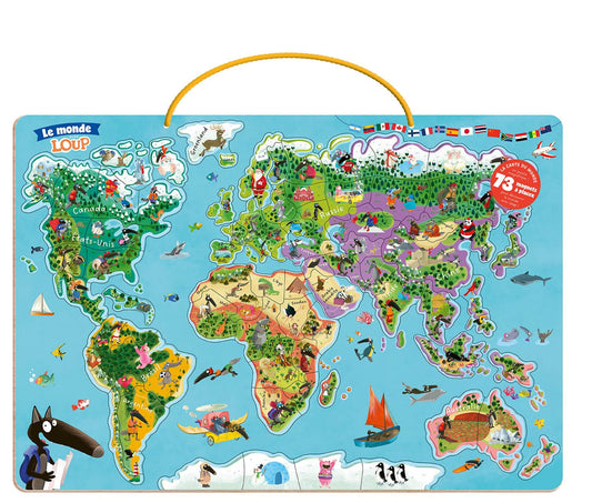 Ma carte du monde magnétique en puzzle - Je découvre le monde avec Loup